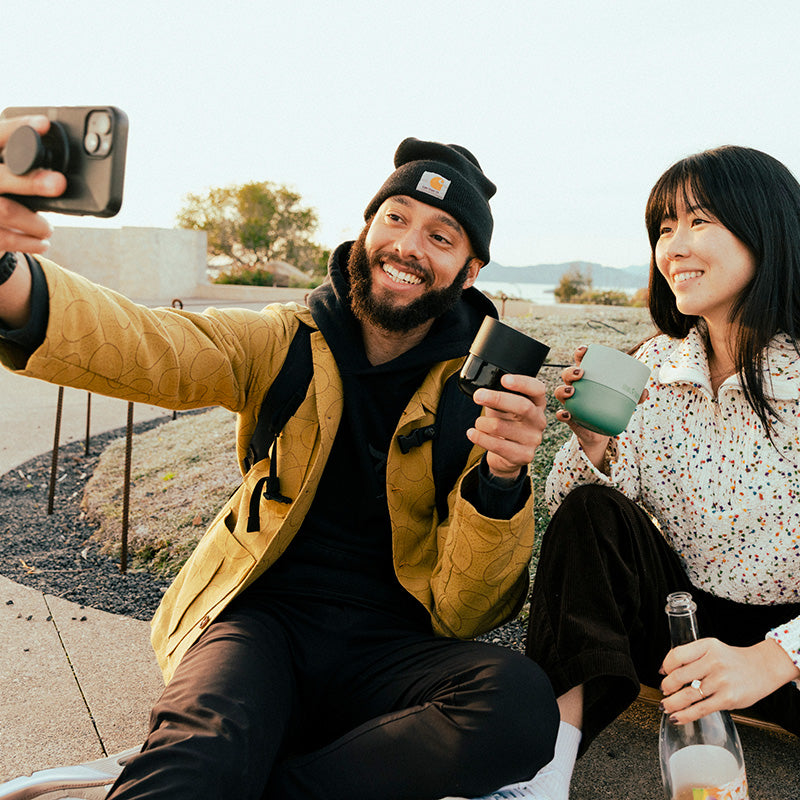8oz-rise-lowball-tumbler-d2 8oz_rise_lowball_black_iceberg_couple_selfie_city_square.jpg